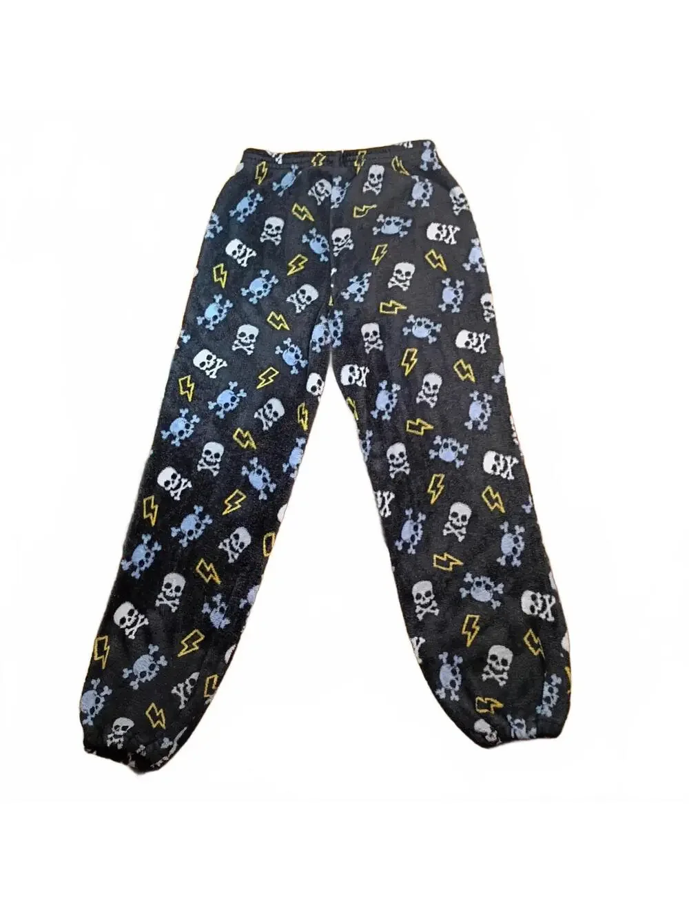 Wonder Nation Black Skull Print Fleece Pajama Pants XL (14-16) Kids Husky